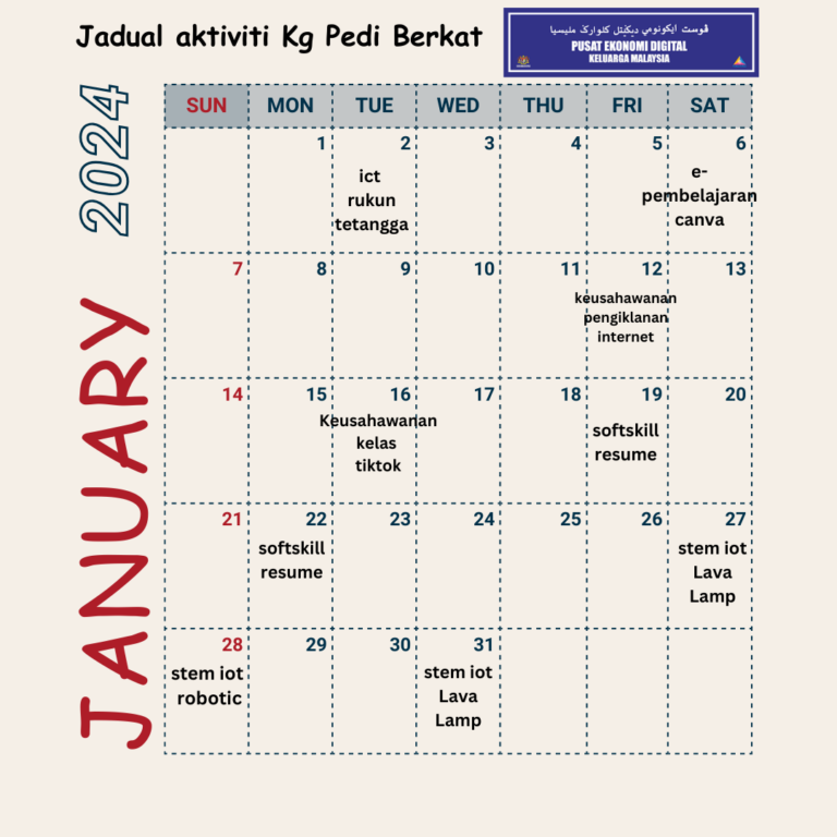 Jadual aktiviti Jan 2024